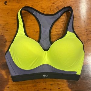VSX sports bra neon support high intensity cross train running workout gym rat